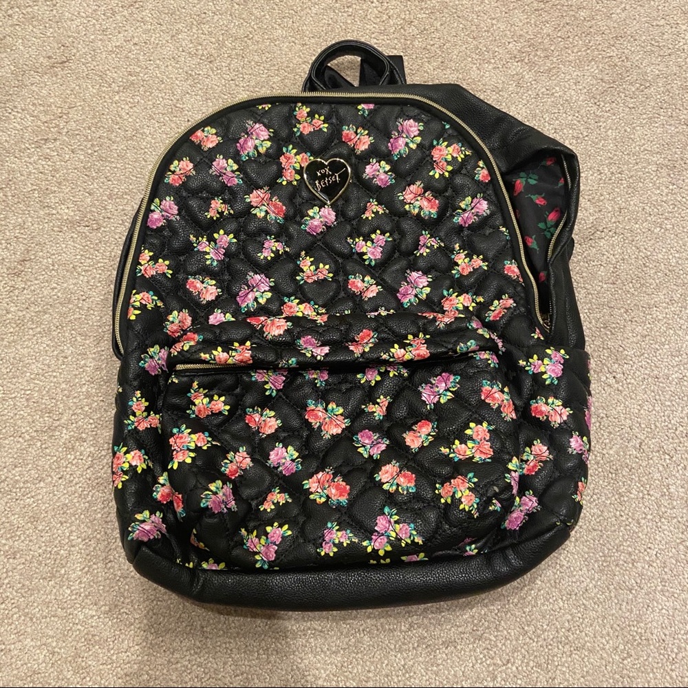 Black floral backpack